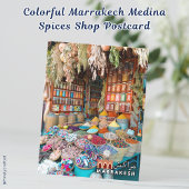 Farbenfrohe Marrakesch Medina Gewürzshop Postkarte