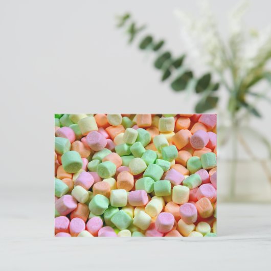 Farbenfrohe Marshmallows Postkarte (Stehend Vorderseite)