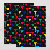 Farbenfrohe Martini-Cocktail-Muster Einladung (Vorne/Hinten)