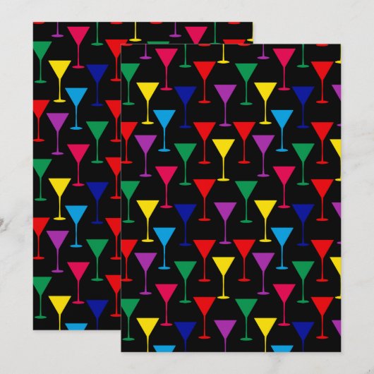 Farbenfrohe Martini-Cocktail-Muster Einladung (Vorne/Hinten)