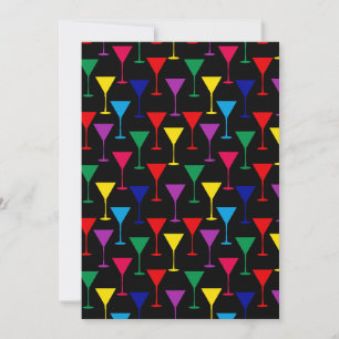 Farbenfrohe Martini-Cocktail-Muster Einladung