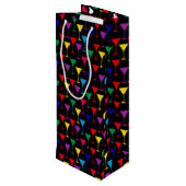 Farbenfrohe Martini-Cocktail-Muster Geschenktüte Für Weinflaschen (Rückseite Schrägansicht)