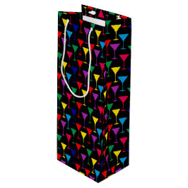 Farbenfrohe Martini-Cocktail-Muster Geschenktüte Für Weinflaschen