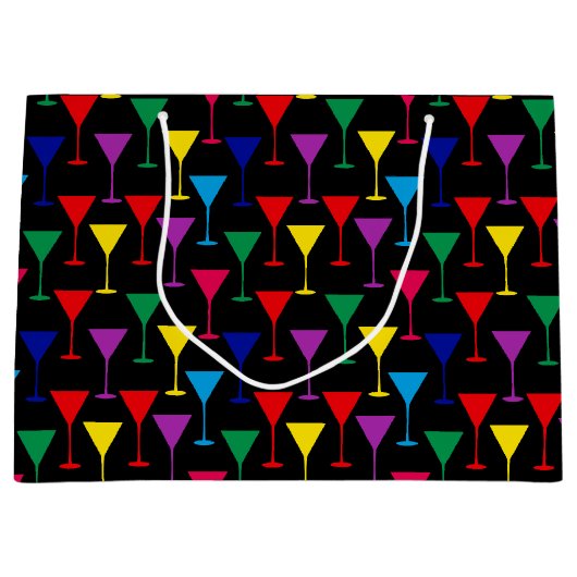 Farbenfrohe Martini-Cocktail-Muster Große Geschenktüte (Vorderseite)