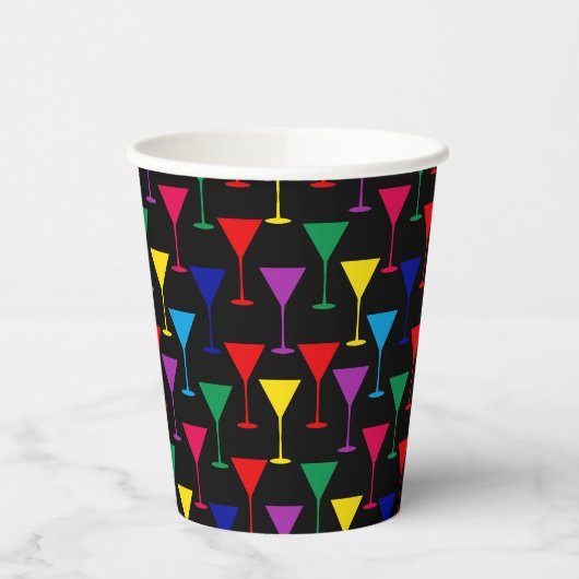 Farbenfrohe Martini-Cocktail-Muster Pappbecher (Links)