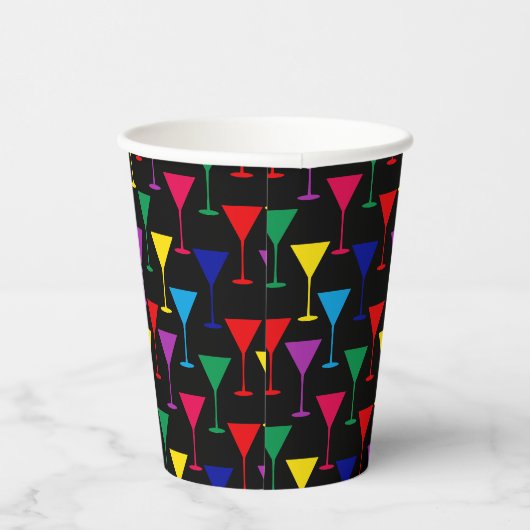 Farbenfrohe Martini-Cocktail-Muster Pappbecher (Rechts)