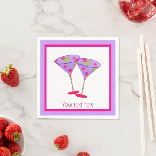 Farbenfrohe Martini Glasses Custom Paper Napkins Serviette (Beispiel)