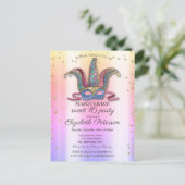 Farbenfrohe Masque Diamonds Masquerade Sweet 16 Einladungspostkarte (Stehend Vorderseite)