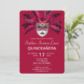 Farbenfrohe Masquerade Quinceñera Party Einladung (Stehend Vorderseite)