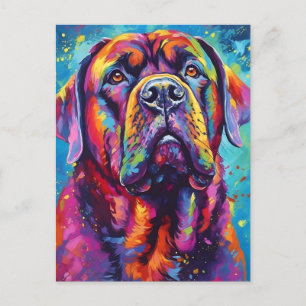 Farbenfrohe Mastiff Postkarte