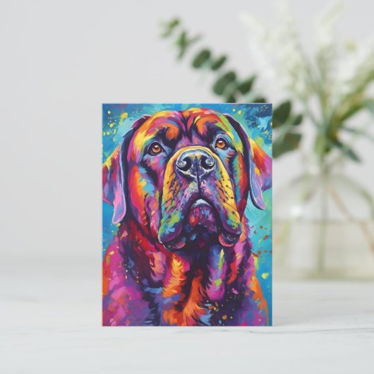 Farbenfrohe Mastiff Postkarte (Stehend Vorderseite)