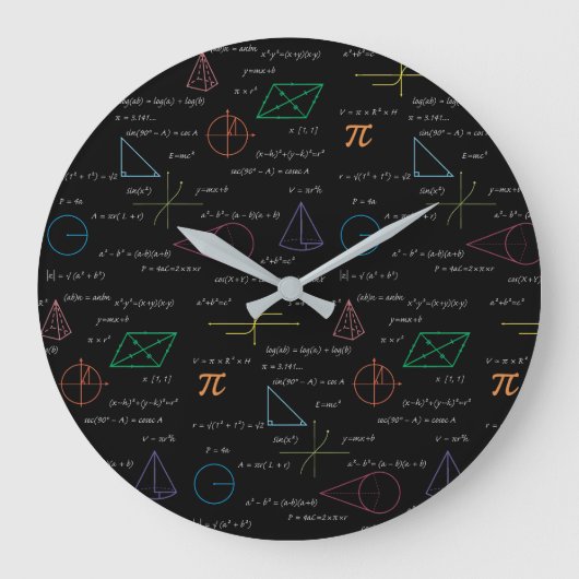 Farbenfrohe Mathematikgleichungen mathematische Fo Große Wanduhr (Vorderseite)