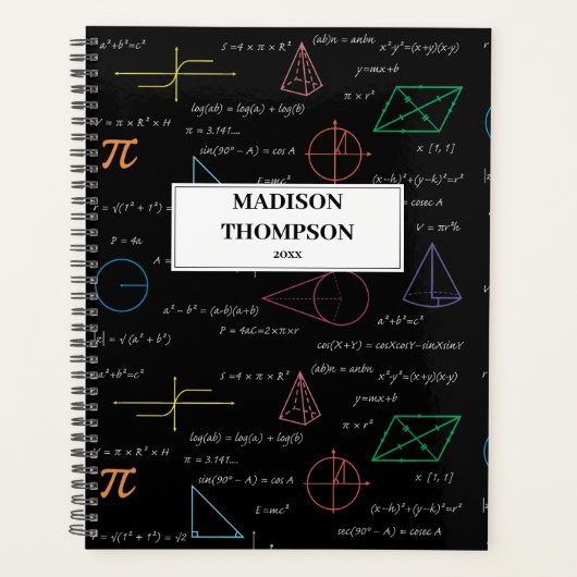 Farbenfrohe Mathematikgleichungen mathematische Fo Planer (Vorderseite)