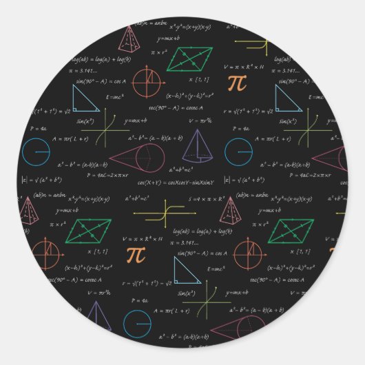 Farbenfrohe Mathematikgleichungen mathematische Fo Runder Aufkleber (Vorderseite)
