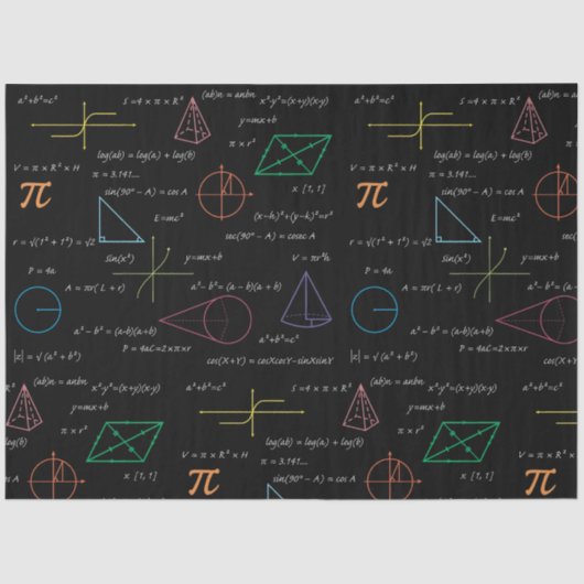 Farbenfrohe Mathematikgleichungen mathematische Fo Seidenpapier (Vorderseite)