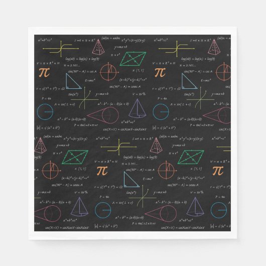 Farbenfrohe Mathematikgleichungen mathematische Fo Serviette (Vorderseite)