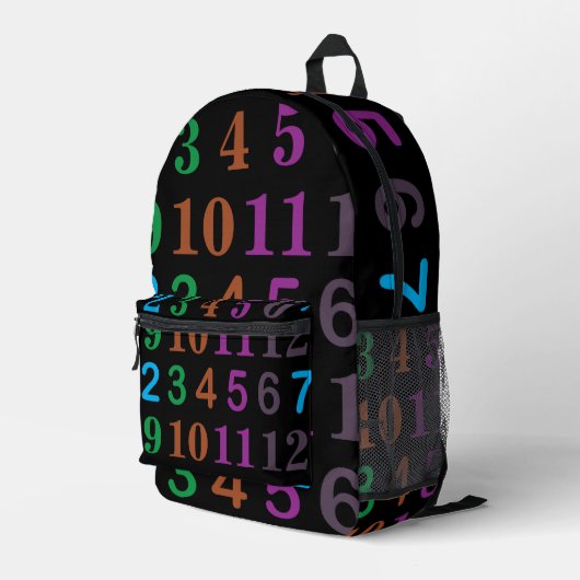 Farbenfrohe Mathematikzahlen zurück zur Schule Bedruckter Rucksack (Rückseitige Ecke Rechts)