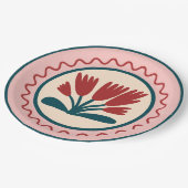 Farbenfrohe Matisse Red Floral Pappteller (Schrägansicht)
