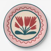 Farbenfrohe Matisse Red Floral Pappteller (Vorderseite)