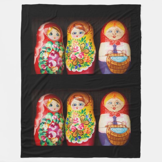 Farbenfrohe Matryoshka Dolls Fleecedecke (Vorderseite)