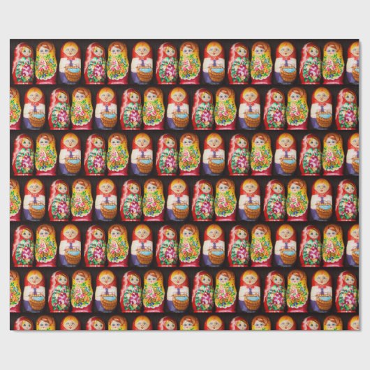 Farbenfrohe Matryoshka Dolls Geschenkpapier (Flach)