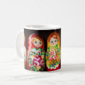 Farbenfrohe Matryoshka Dolls Kaffeetasse (Vorderseite Links)