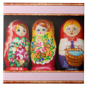 Farbenfrohe Matryoshka Dolls Keramik Tile Fliese