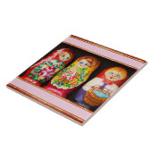 Farbenfrohe Matryoshka Dolls Keramik Tile Fliese (Seite)