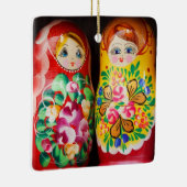 Farbenfrohe Matryoshka Dolls Keramikornament (Rechts)