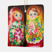 Farbenfrohe Matryoshka Dolls Keramikornament (Links)