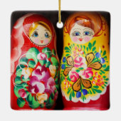 Farbenfrohe Matryoshka Dolls Keramikornament (Rückseite)