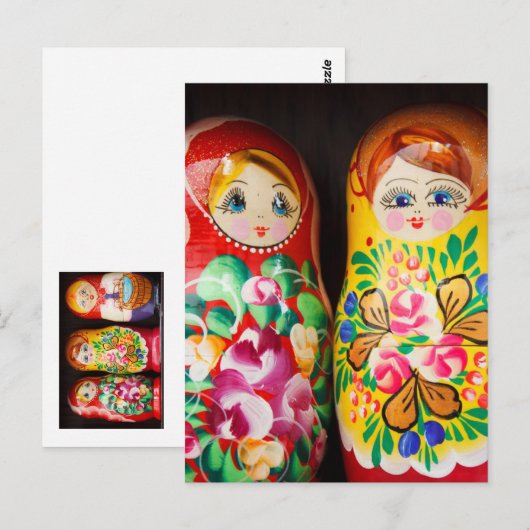 Farbenfrohe Matryoshka Dolls Postkarte (Vorne/Hinten)