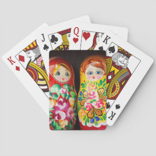 Farbenfrohe Matryoshka Dolls Spielkarten