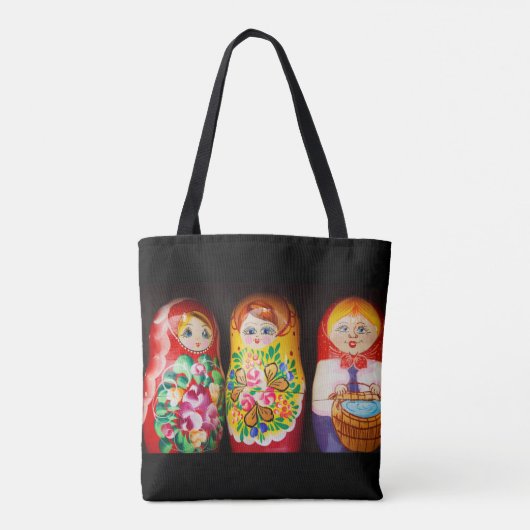 Farbenfrohe Matryoshka Dolls Tasche (Rückseite)