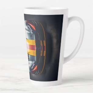 Farbenfrohe Matte Race Car bedruckte weiße Latte-T Milchtasse