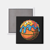 Farbenfrohe Mattierte Basketballkunst Magnet (Vorderseite/Rückseite)