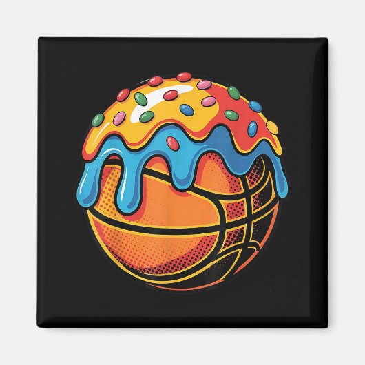 Farbenfrohe Mattierte Basketballkunst Magnet (Vorne)