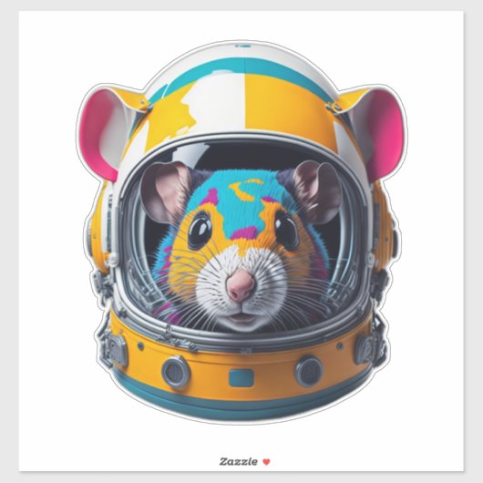 Farbenfrohe Maus mit Astronaut Helm Aufkleber (Blatt)