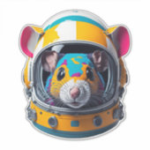 Farbenfrohe Maus mit Astronaut Helm Aufkleber (Vorderseite)