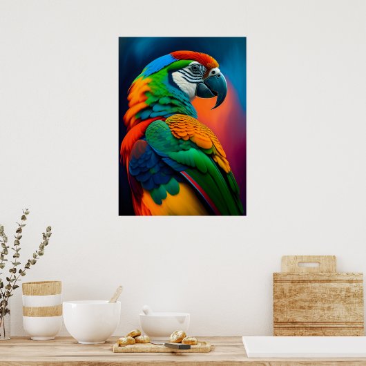 Farbenfrohe Mäuse-Papagei-Vogelmaler Poster (Küche)