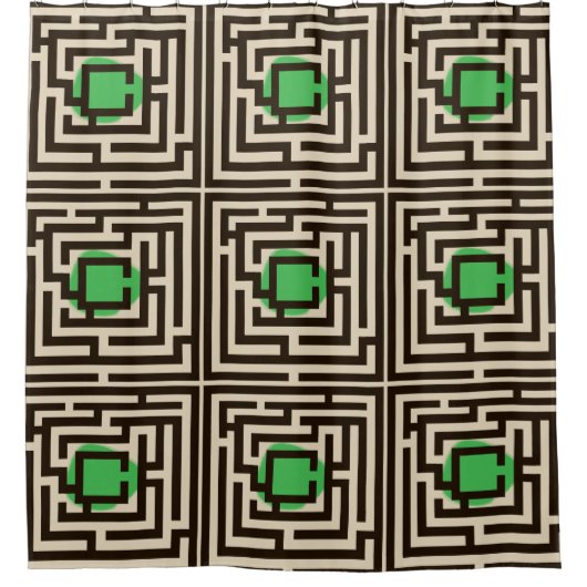 Farbenfrohe Maze-Muster auf benutzerdefinierter Fa Duschvorhang (Vorderseite)