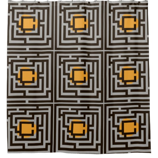 Farbenfrohe Maze-Muster auf benutzerdefinierter Fa Duschvorhang (Vorderseite)