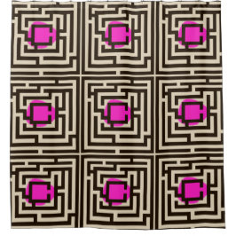 Farbenfrohe Maze-Muster auf benutzerdefinierter Fa Duschvorhang