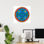 Farbenfrohe Medallion Design und Friedenszeichen Poster (Heimbüro)