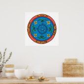Farbenfrohe Medallion Design und Friedenszeichen Poster (Küche)