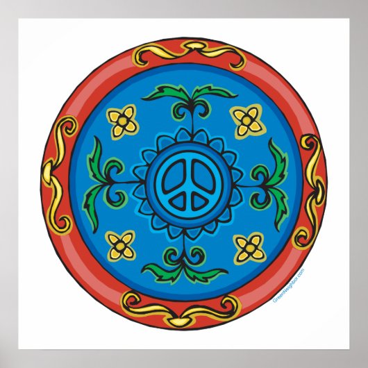 Farbenfrohe Medallion Design und Friedenszeichen Poster (Vorne)