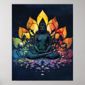 Farbenfrohe Meditation Buddha Universum Kunst Poster (Vorne)