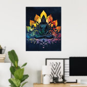 Farbenfrohe Meditation Buddha Universum Kunst Poster (Heimbüro)