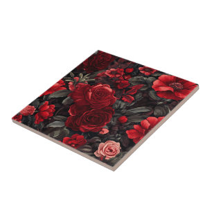 Farbenfrohe mediterrane Rose Fliesen für das Bad