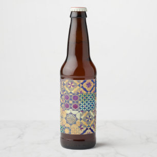 Farbenfrohe mediterrane und ägäische traditionelle bierflaschenetikett